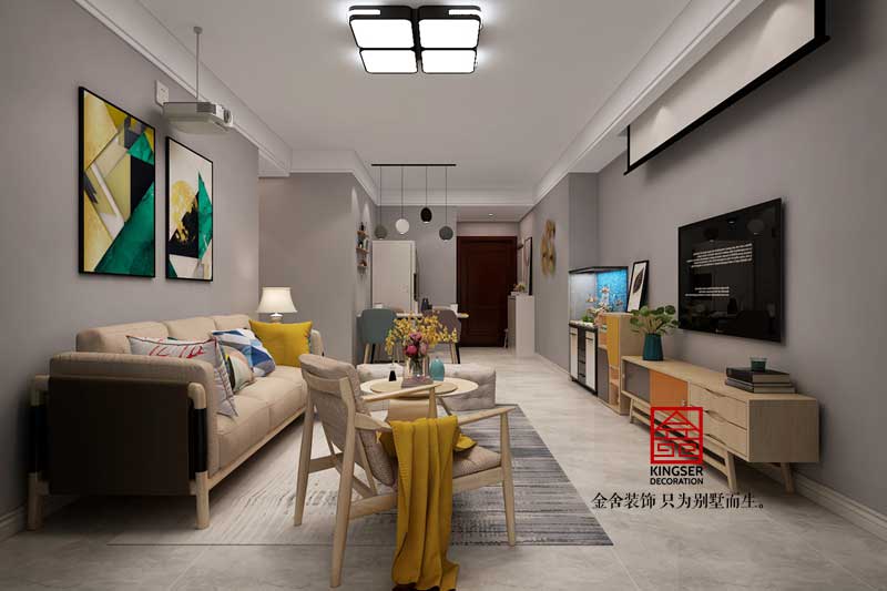 天山國賓壹號88平米現代簡約風格裝修效果圖