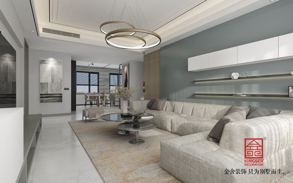 融創中心217平港式風格裝修-客廳