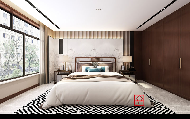 融創中心217㎡新中式風格臥室效果圖