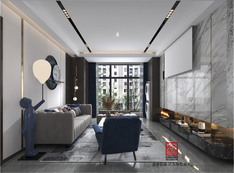 融創(chuàng)中心127平米現(xiàn)代輕奢風格裝修設(shè)計