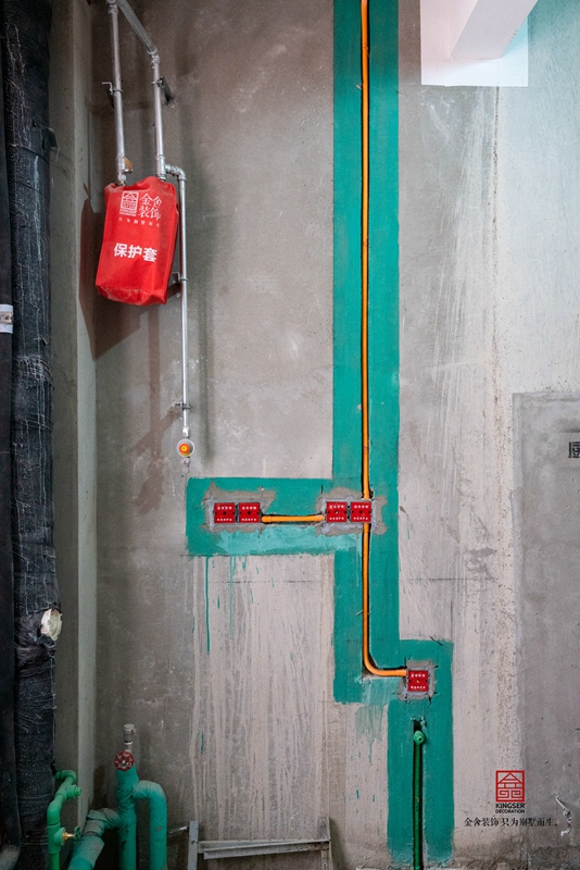 石家莊榮盛御府裝修水電階段施工現場