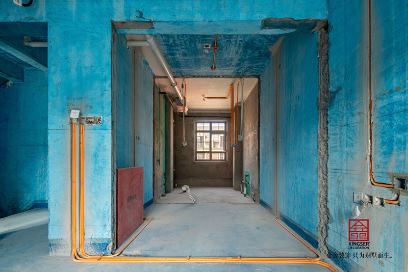 西山林語別墅裝修水電階段施工現場