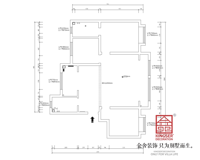 天保意境雅居三室兩衛戶型原始平面圖