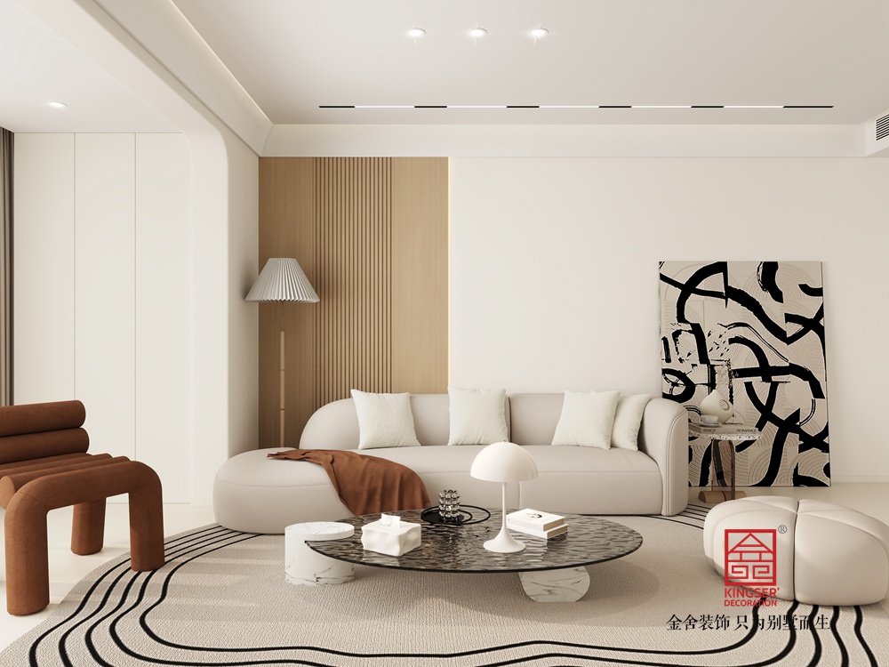 高新苑117平米奶油風(fēng)裝修-客廳