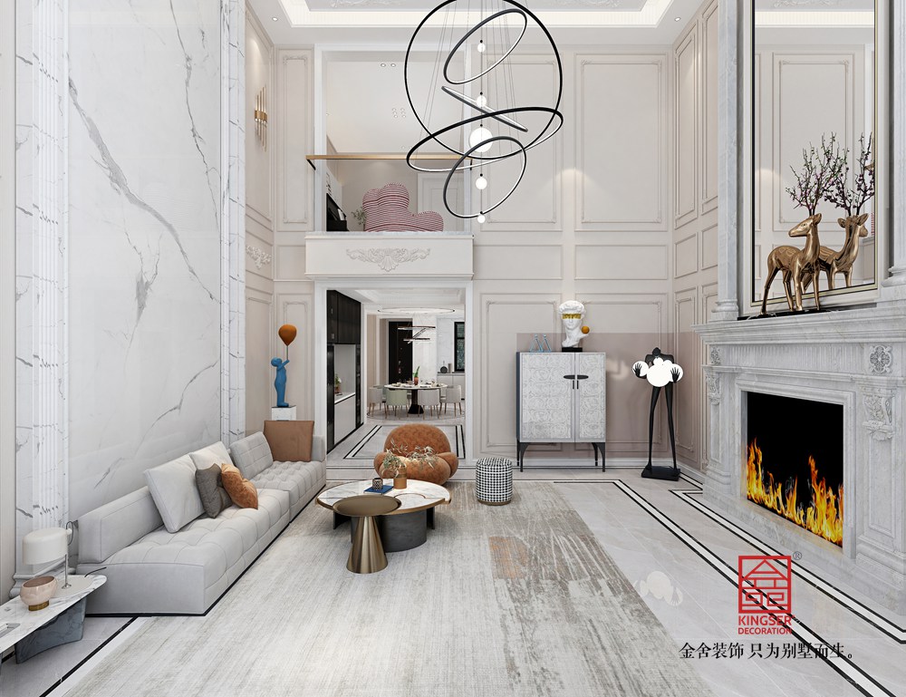 榮盛御府415平米輕法極簡裝修-客廳