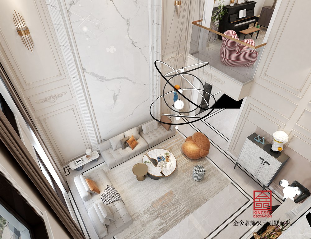 榮盛御府415平米輕法極簡裝修-客廳